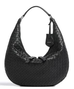  Abro Piuma Nana Borsa hobo cuoio di agnello nero  