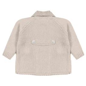 Giacca Cotone A Maglia Beige Corda Neonato