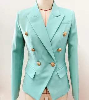 Giacca da stilista di alta qualità 2023 Giacca classica da donna in metallo con bottoni a forma di leone Giacca doppiopetto ader